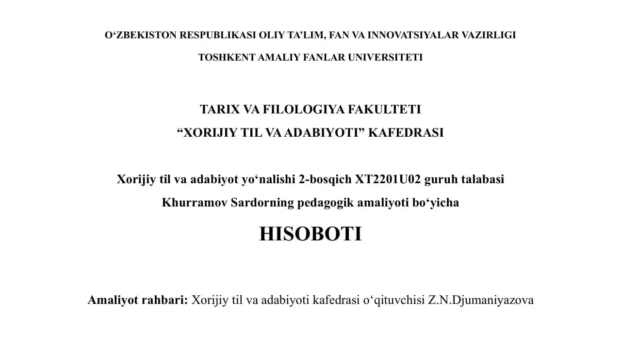Amaliyot hisobot