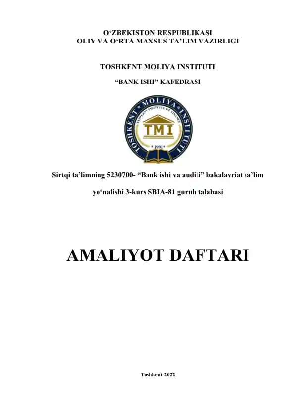 Aloqabank amaliyot hisoboti 3 kurs