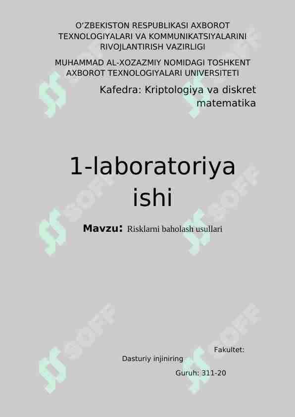 Risklarni baholash usullari