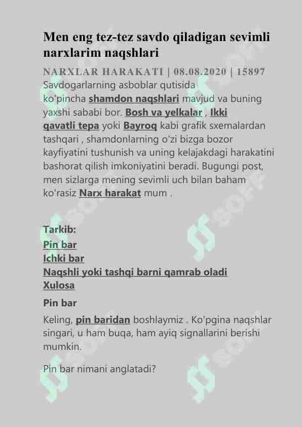 Eng ko'p savdo qilinadigan naqishlar. Treyding.