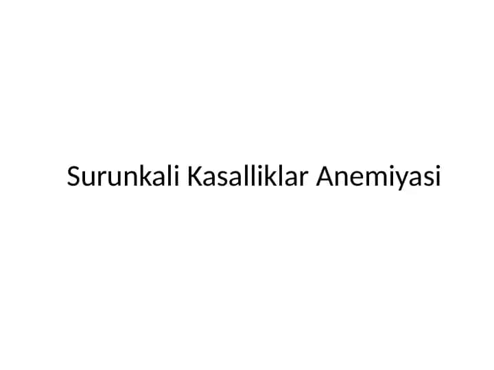 Surunkali Kasalliklar Anemiyasi