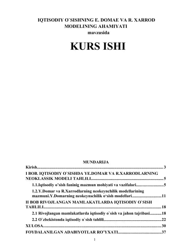 Iqtisodiy o'sishning Xarrod modelining ahamiyati
