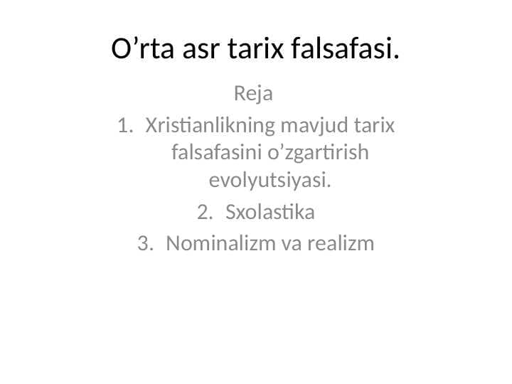 O’rta asr tarix falsafasi.