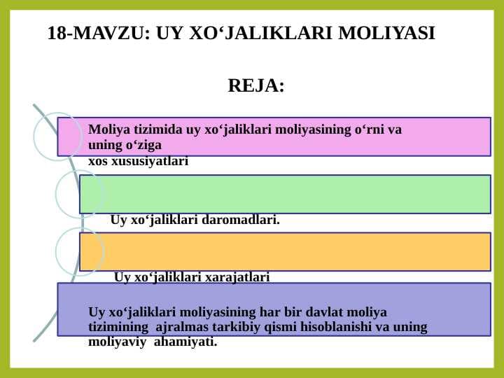 UY XO‘JALIKLARI MOLIYASI
