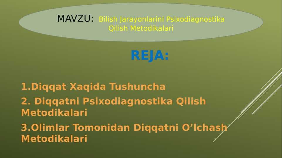 Bilish Jarayonlarini Psixodiagnostika Qilish Metodikalari