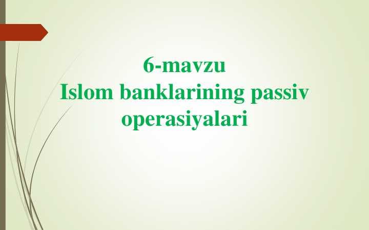 Islom bankining passiv operatsiyalari