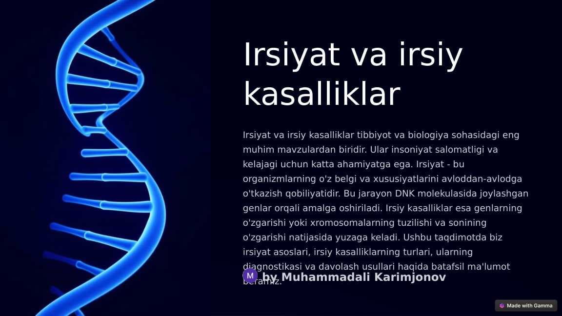 Irsiyat va irsiy kasalliklar