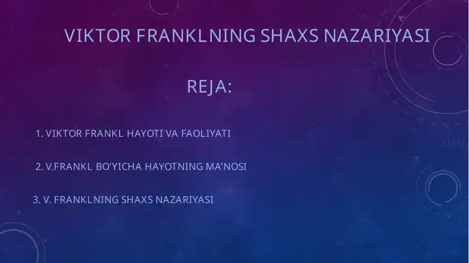 Viktor franklning shaxs nazariyasi