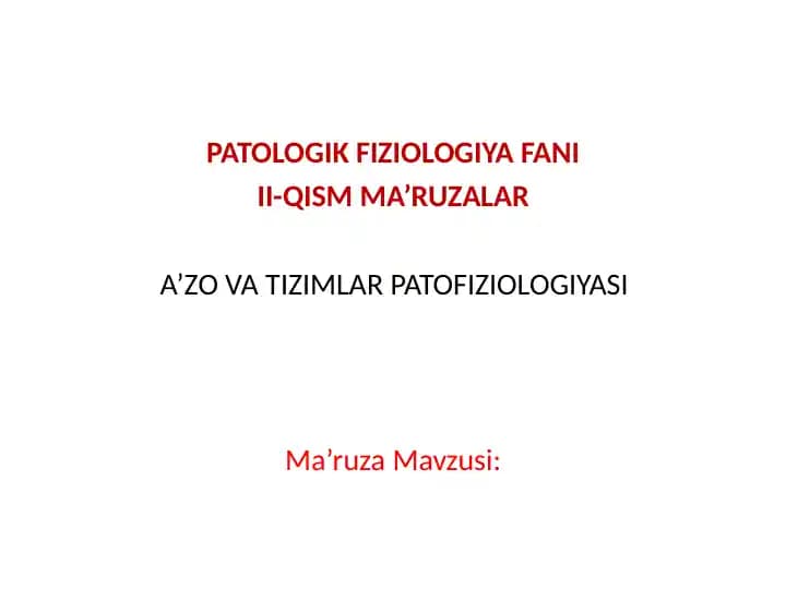 BUYRAK TIZIMI PATOFIZIOLOGIYASI