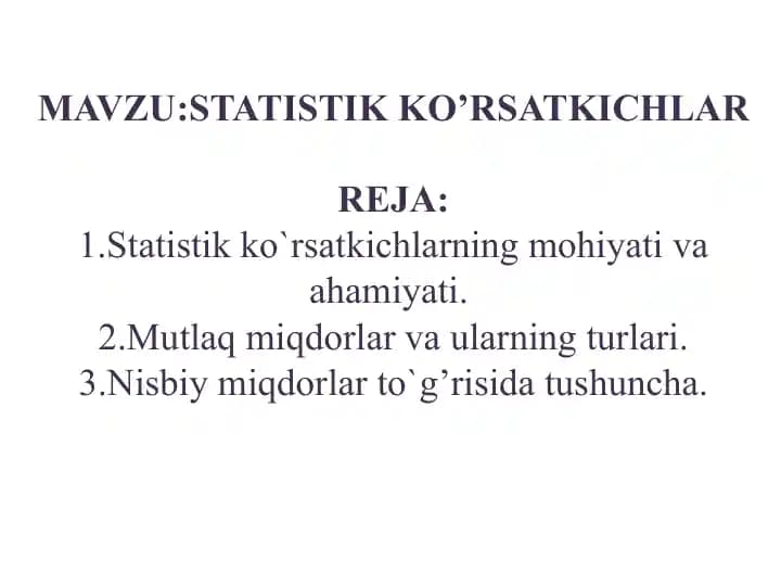 Statistik Ko'rsatkichlar