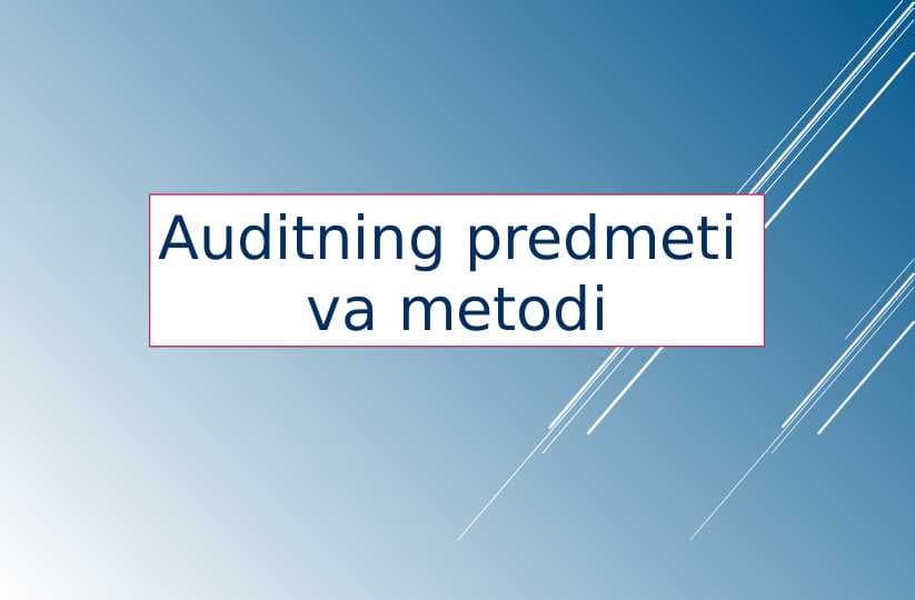 Auditning predmeti va metodi