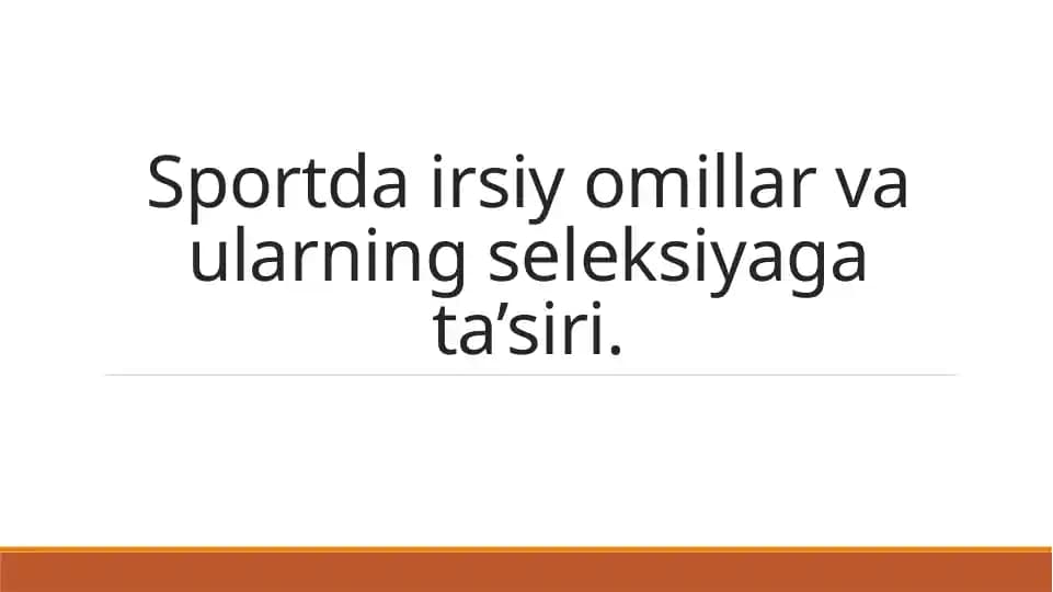 Sportdairsiyomillar va ularning seleksiyasi