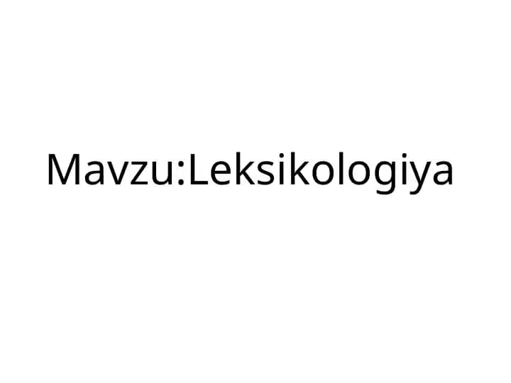 Leksikologiya