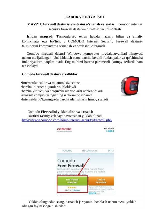Firewall dasturiy vositasini o‘rnatish va sozlash