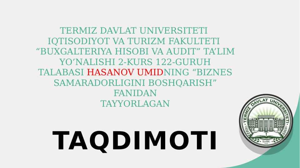 Innovatsiya va Samaradorlik