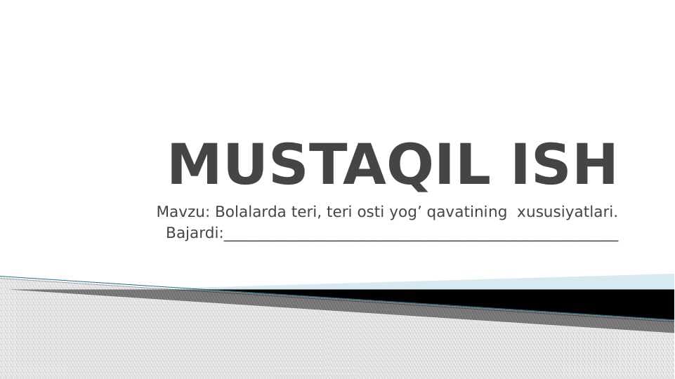 Bolalarda teri, teri osti yog’ qavatining  xususiyatlari
