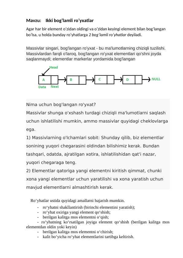 Ikki bog’lamli ro’yxatlar