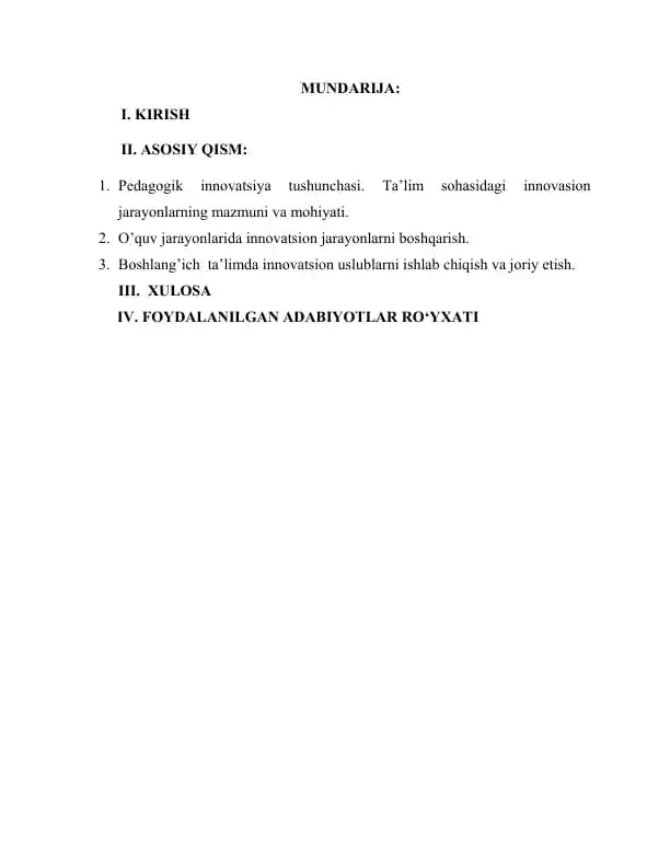 boshlang'ich ta'limda inovatsiya