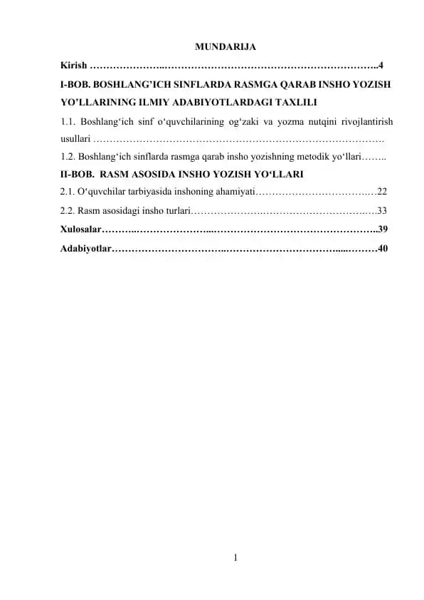 BOSHLANG’ICH SINFLARDA RASMGA QARAB INSHO YOZISH