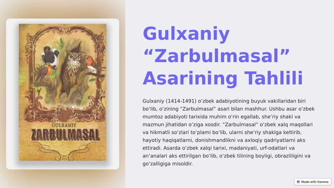 Gulxaniy-Zarbulmasal-Asarining-Tahlili