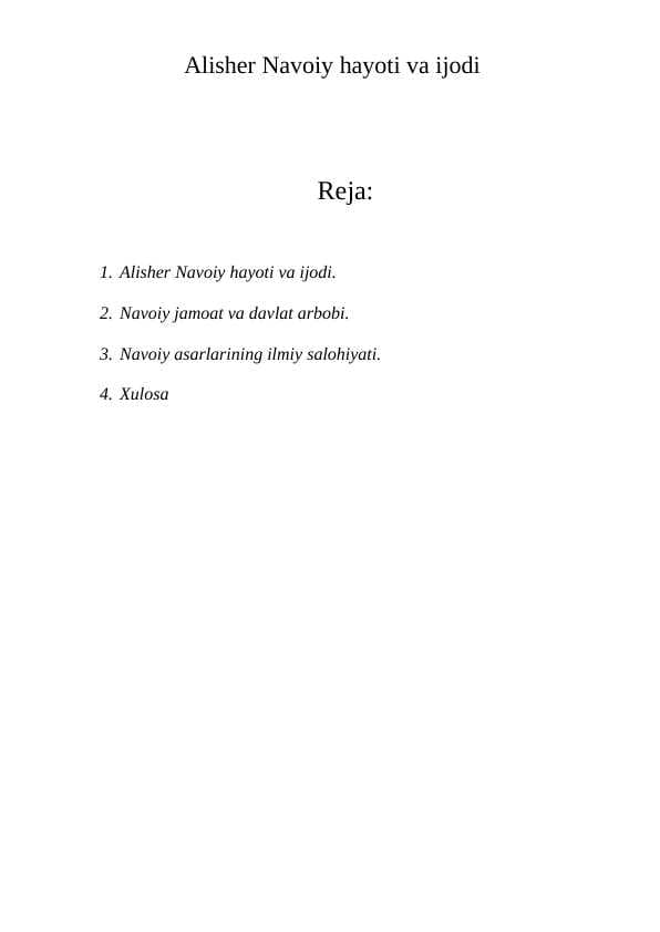 Alisher Navoiy hayoti va ijodi
