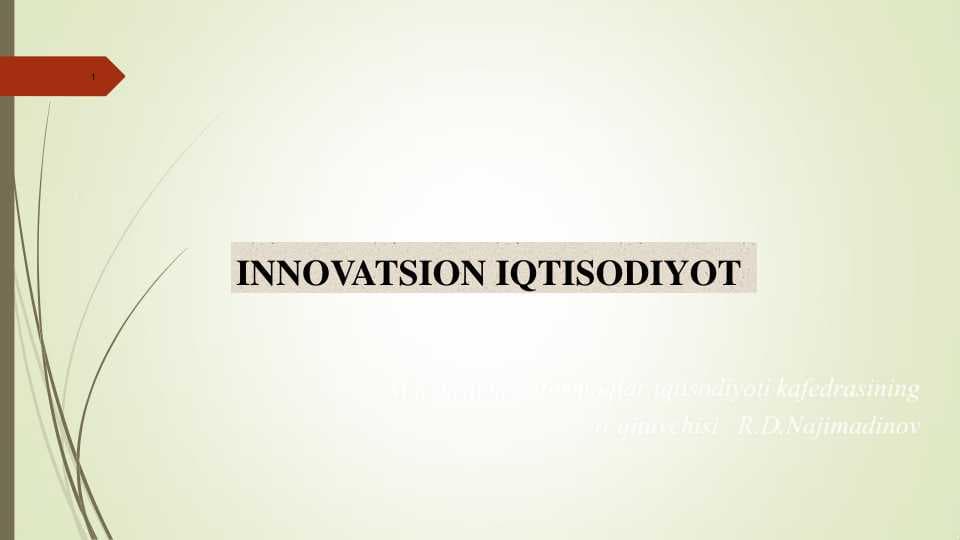 INNOVATSION IQTISODIYOT FANIGA KIRISH