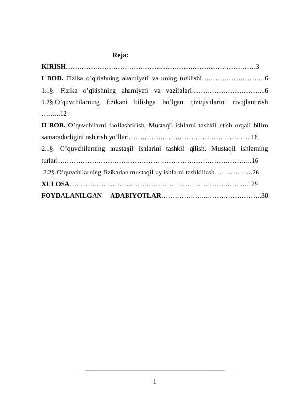 Fizikani o’qitish jarayonida o’quvchilarni mustaqil ishlashga o’rgatish