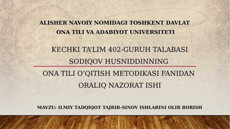 ilmiy tadqiqot tajrib-sinov ishlarini olib borish