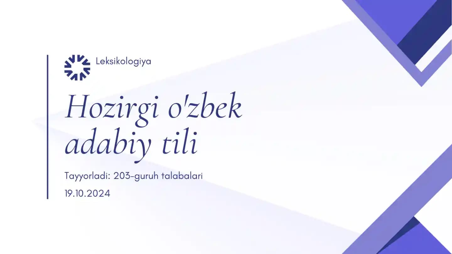 HOZIRGI O'ZBEK ADABIY TILI
