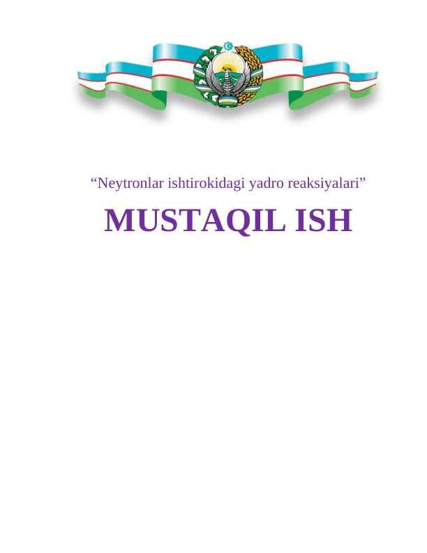 Neytronlar ishtirokidagi yadro reaksiyalari