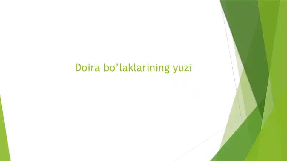 Doira bo’laklarining yuzi