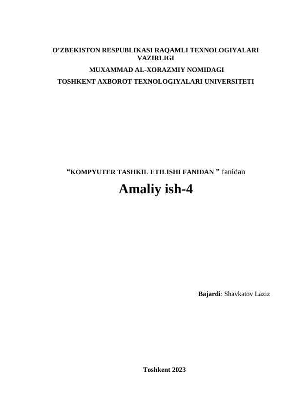 ARIFMETIK VA MANTIQIY AMALLAR BUYRUQLARINI BAJARISH