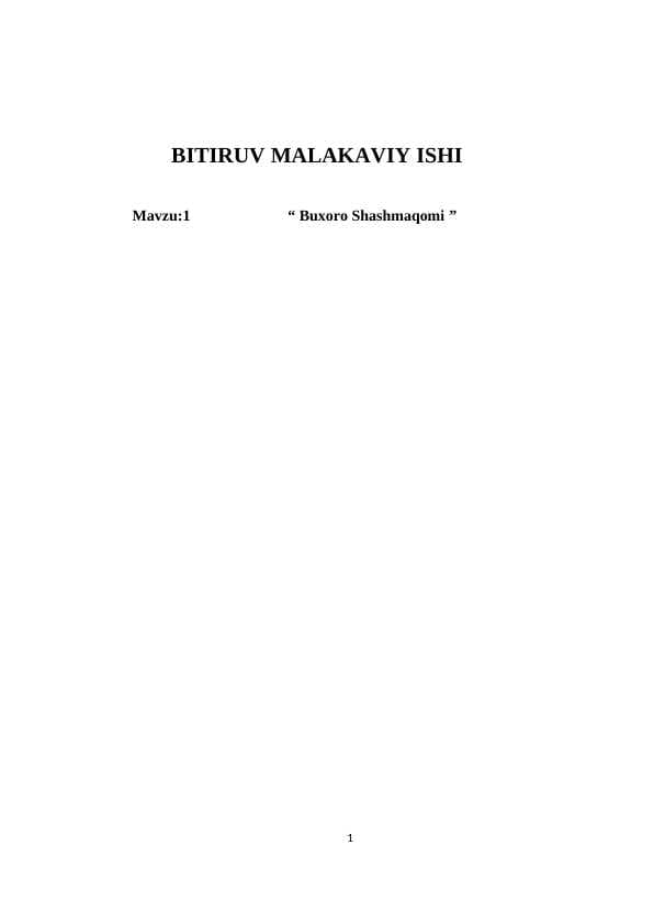 Buxoro Shashmaqomi