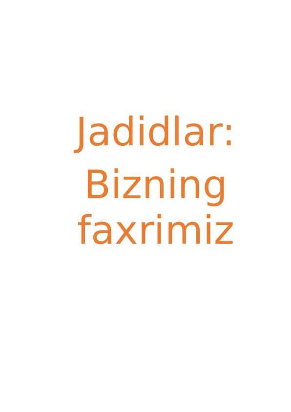 Jadidlar haqida ma'lumot