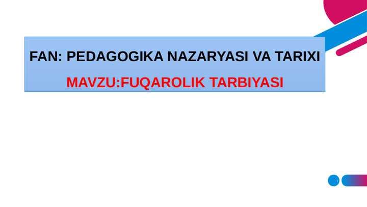 FUQAROLIK TARBIYASI