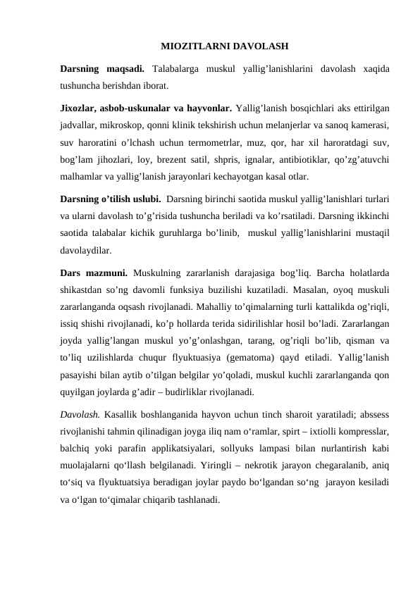MIOZITLARNI DAVOLASH