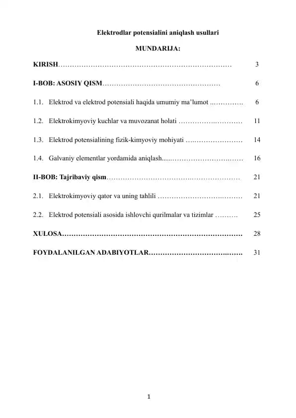 Elektrodlar potensialini aniqlash usullari