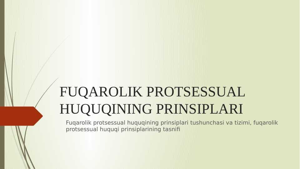 FUQAROLIK PROTSESSUAL HUQUQINING PRINSIPLARI