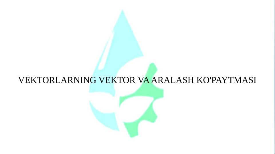 VEKTORLARNING VEKTOR VA ARALASH KO'PAYTMASI