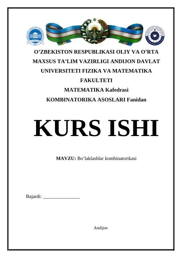 Bo’laklashlar kombinatorikasi