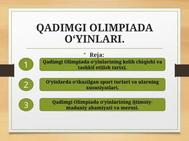 QADIMGI OLIMPIADA O‘YINLARI.