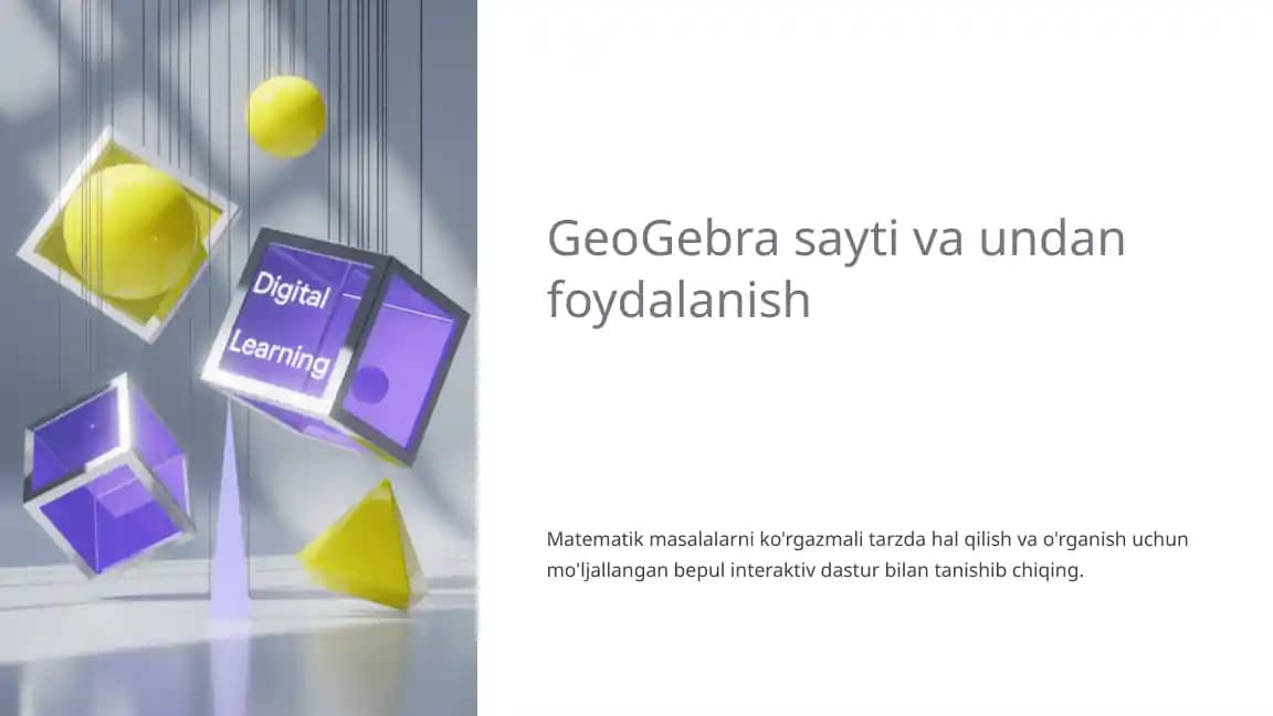 GeoGebra sayti va undan foydalanish