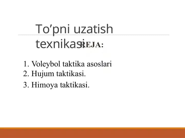 To’pni uzatish texnikasi