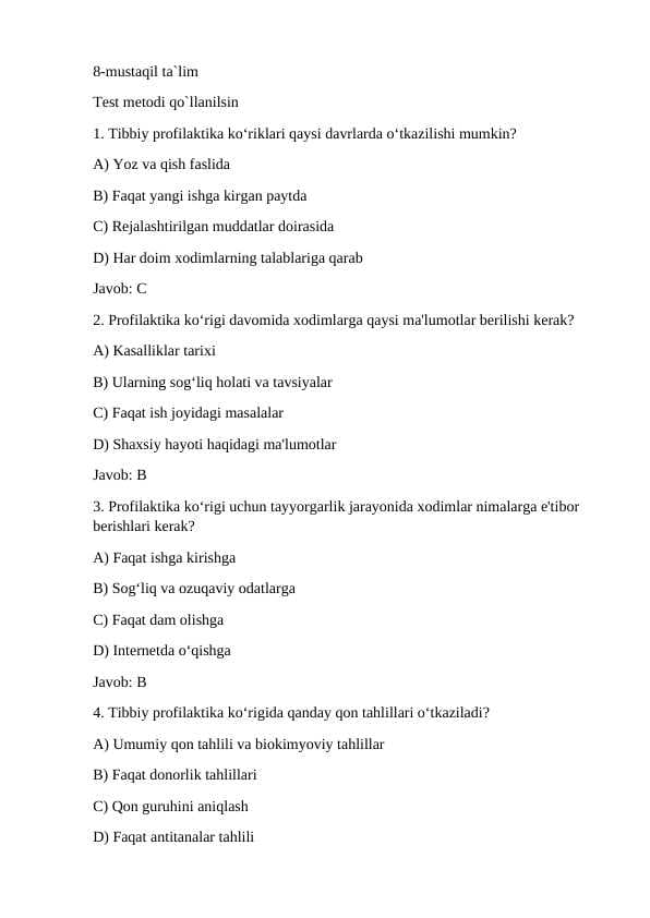 Tibbiy profilaktika koʻriklari