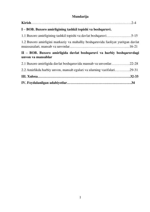 Buxoro amirligida boshqaruv tartiblari, harbiy mansab va unvonlar