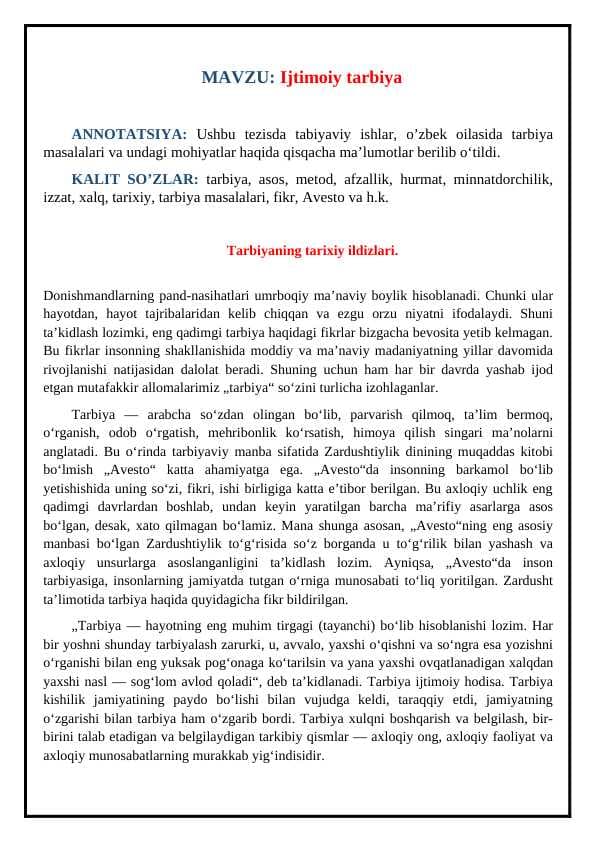 Ijtimoiy tarbiya