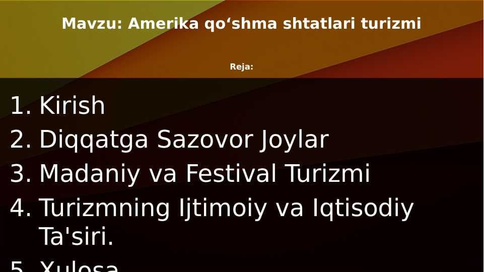 Amerika qo’shma shtatlari turizmi