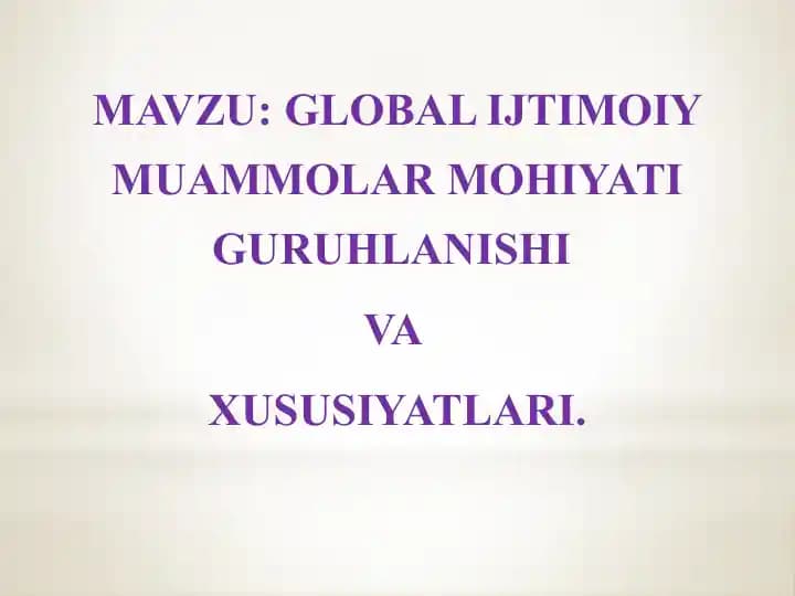 Global Ijtimoiy Muammolar