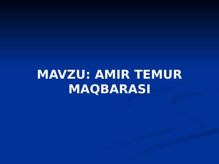 AMIR TEMUR MAQBARASI