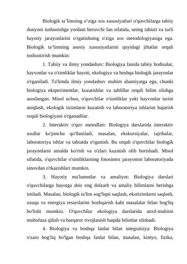 Biologik taʼlimning oʻziga xos xususiyatlari .docx